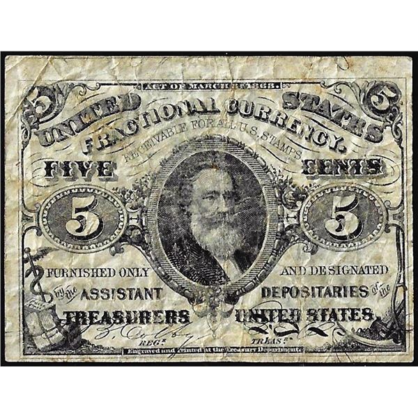 March 3, 1863 Third Issue Five Cents Fractional Currency Note