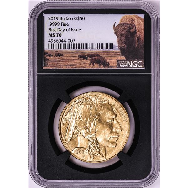 2019 $50 American Gold Buffalo Coin NGC MS70 First Day of Issue