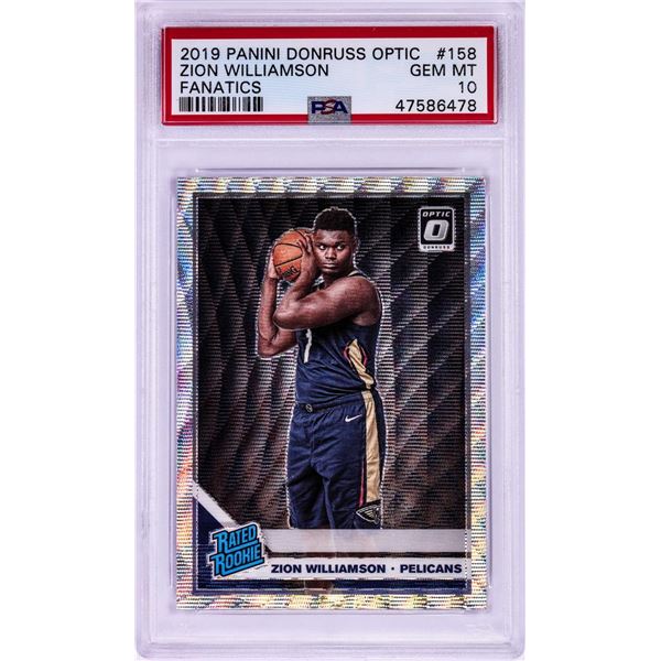 2019 Panini Donruss Optic Fanatics Zion Williamson NBA Card #158 PSA Gem Mint 10