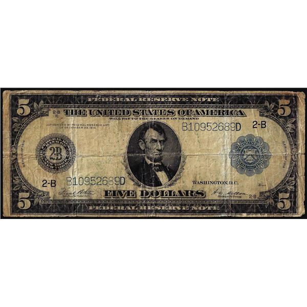 1914 $5 Federal Reserve Note New York