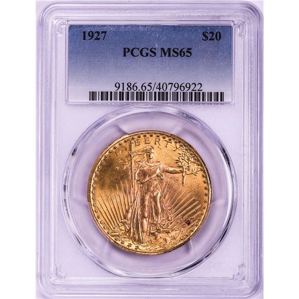 1927 $20 St. Gaudens Double Eagle Gold Coin PCGS MS65
