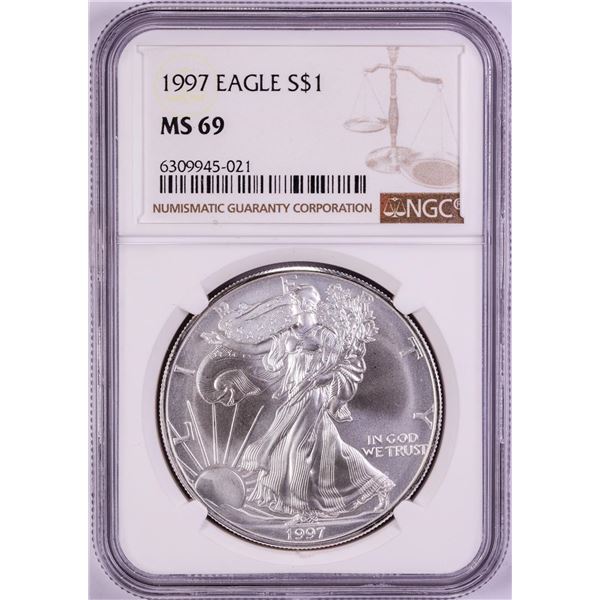 1997 $1 American Silver Eagle Coin NGC MS69