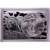 Image 1 : 2000 $1 American Silver Eagle Coin & 2oz Silver Bar Set