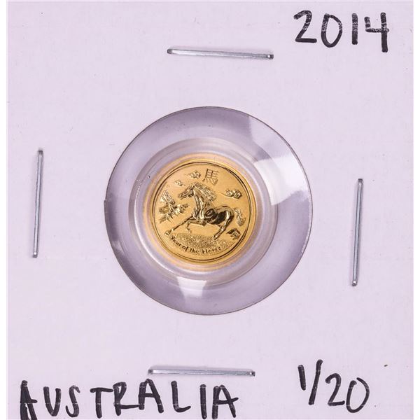 2014 Australia $5 Lunar Year of the Horse 1/20 Oz Gold Coin