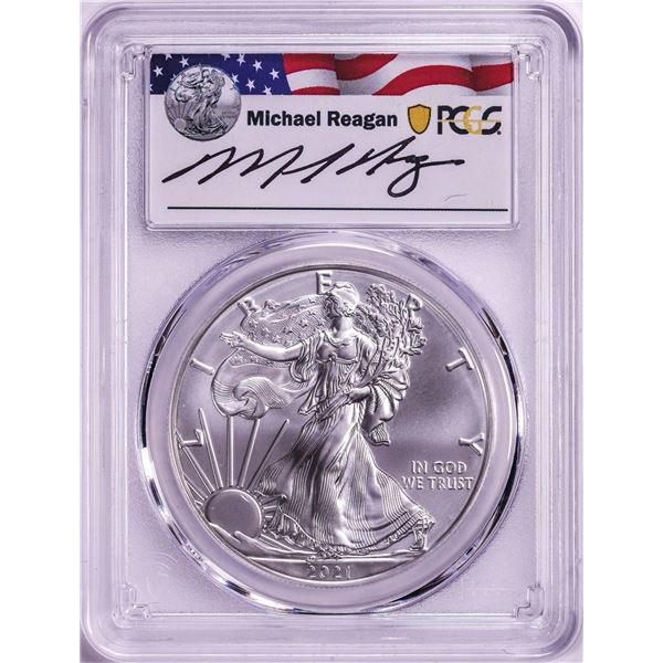 2021-(P) Ty.1 $1 American Silver Eagle Coin PCGS MS69 Reagan Signature First Day Issue