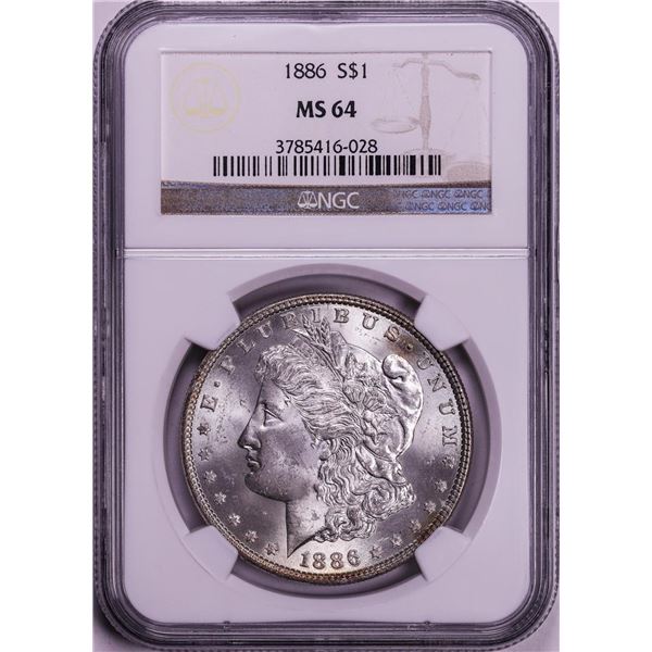 1886 $1 Morgan Silver Dollar Coin NGC MS64