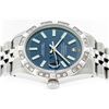 Image 9 : Rolex Men's Stainless Steel Blue Index Diamond Oyster Perpetual Datejust Wristwatch