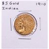 Image 1 : 1910 $5 Indian Head Half Eagle Gold Coin