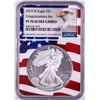 Image 1 : 2019-W $1 Proof American Silver Eagle Coin NGC PF70 Ultra Cameo Congratulations Flag