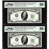 Image 1 : Lot of (2) Consecutive 1950 $10 Federal Reserve Notes STL PMG Gem Uncirculated 66EPQ