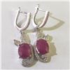 Image 2 : SILVER RHODIUM PLATED RUBY(9.6CT) EARRINGS