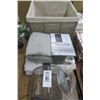 Image 1 : Lot of Blackout Curtains, Bath Towels, Glass Cookie Jar,