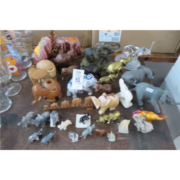 Lot of Asst. Wood/Ceramic/Porcelain Elephants