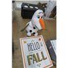 Image 1 : Stuffed Olfa Plush, Fall Wood Sign, Stack of Votive Candle Centerpieces