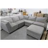 Image 1 : Dark Grey Fabric Sectional Sofa w/Ottoman