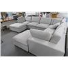 Image 1 : Light Grey Fabric Sectional Sofa w/Ottoman