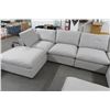 Image 2 : Light Grey Fabric Sectional Sofa w/Ottoman