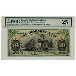 The Dominion Bank, 1925 $10 #157138 CH-220-18-10. PMG VF25.