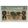 Image 1 : The International Bank,  1858 $1 #17102 CH-380-10-10-08a. PM