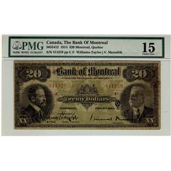 The Bank of Montreal, 1914 $20 #411378 CH-505-54-12. PMG F15