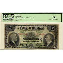 The Bank of Montreal, 1931 (S) $5 #S1350935 CH-505-58-025a. 