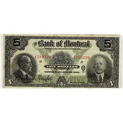 The Bank of Montreal 1923 $5 # 1590320 CH-505-56-02  VF