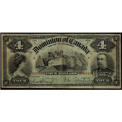 DC-17a  1902 A $4 S/N 000948 pp A  Courtney, #4's at top PMG