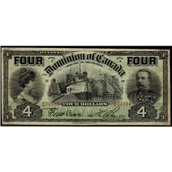 DC-17b 1902 A $4 FOUR's at top S/N 234394 Plate #D PCGS VF25