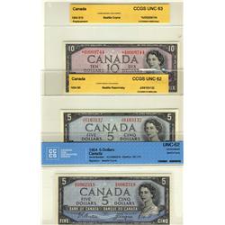 BC-31b 1954 $5, BC-39b $5.  Lot of 2 certified notes.  BC-31