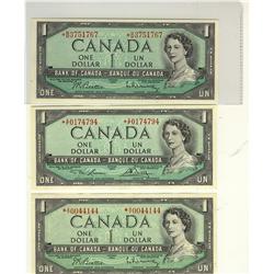 1954 $1 replacement issues. Lot of 3 notes including BC-37bA