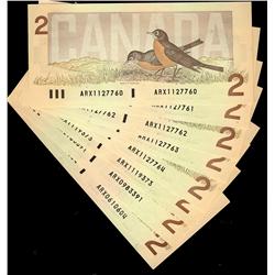 Bank of Canada; 9 x $2.00 replacement note 1986, grade Choic