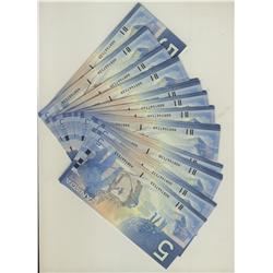 Lot of 21 consecutive "INSERT" numbered notes; BC-62bA 2005 