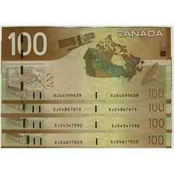 Bc-66aA-i 2003 $100 EJE 4.41-4.995, lot of 4 Gem Unc. Notes