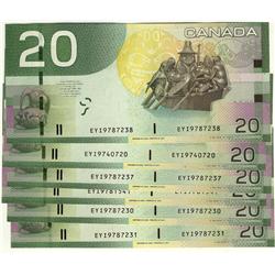 BC-64aA-i 2004 $20 EYI 9.7M, lot of 6 Gem Unc.notes