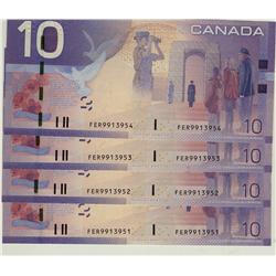 BC-68aA-i 2005 $10 #FER.  Lot of 4 consecutive notes. Gem UN