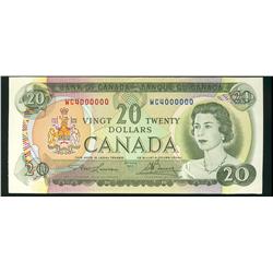 Million numbered note WC4000000 $20 1969  BC-50b UNC.