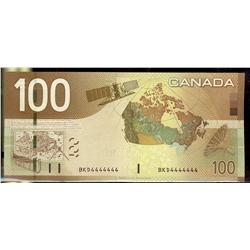 SOLID numbered note, BC-66a 1988 $100 #BKD4444444 CCCS UNC67