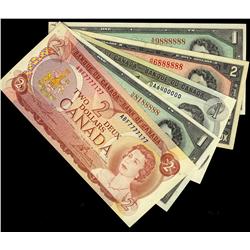 Lot of 5 notes all with peculiar serial numbers.  Includes 1