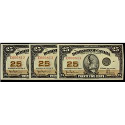 Lot of 3 consecutive LOW numbered shinplasters.  DC-24a 1923