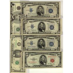 USA 1934 $5(4), 1953 $5(3), 1988 $5(1) and 1999 $5(1).  Lot 