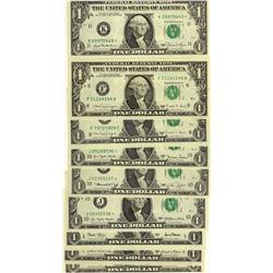 USA 1988 $1, Lot of 9 crisp UNC examples,