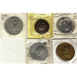 Lot of five UNLISTED but SCARCE Canadian medals.  1800-1920.