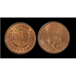 Nfld 1940 1¢ ICCS MS64 Red, a superb looking coin with frost
