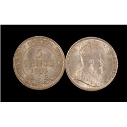 Nfld 1903 5¢ ICCS MS64, superb example. Fully brilliant and 