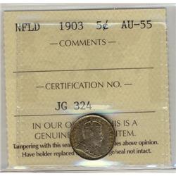 Nfld 1903 5¢ ICCS AU55.  Underrated issue in this grade.