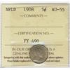 Image 1 : Nfld 1908 5¢ ICCS AU55.