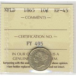 Nfld 1865 10¢ ICCS EF45.