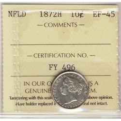 Nfld 1872H 10¢ ICCS EF45.