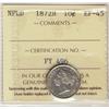 Image 1 : Nfld 1872H 10¢ ICCS EF45.