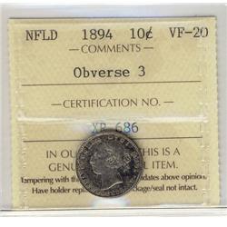 Nfld 1894 Obv 3 ICCS VF20
